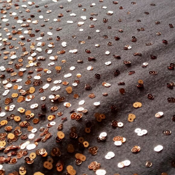 Cool Shimmery Maurice’s Copper Gold Sequins Rock-n-Roll Brown Short Sleeve Top - Picture 12 of 16